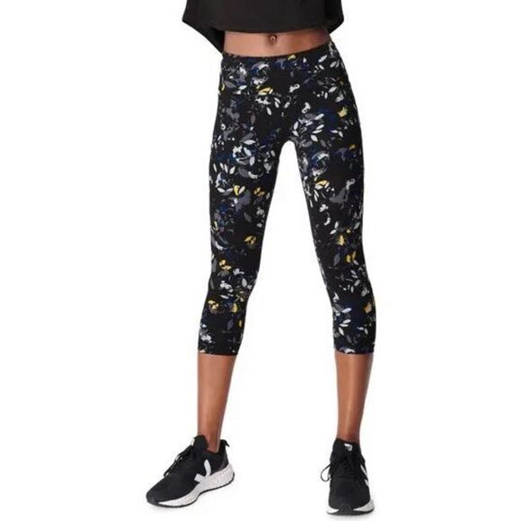 Sweaty Betty Power Floral Crop 20" Capri Leggings Pockets Black Multi XS NWOT - Picture 11 of 11